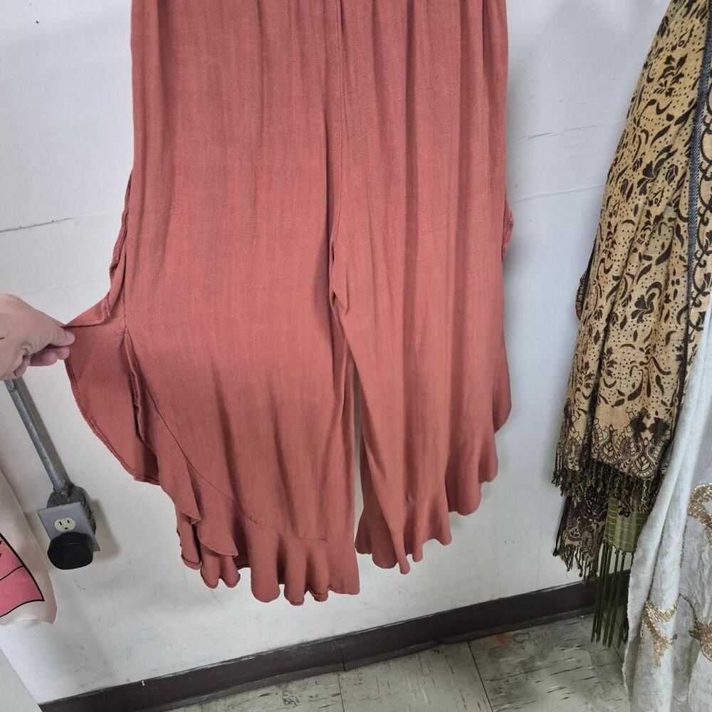Pink orange linen ankle pants - Picture 4 of 4